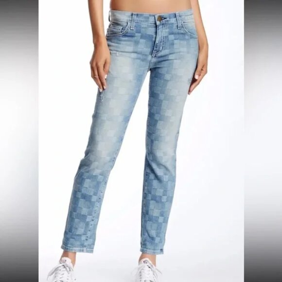 RARE Y2K Current/Elliott The Fling Slim Boyfriend Jeans in Patchwork Monterrey - Picture 1 of 9